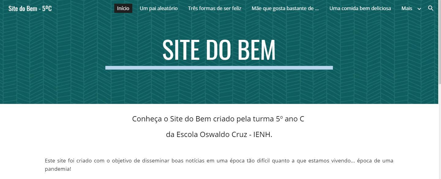 Estudantes da Unidade Oswaldo Cruz criam “site do bem” para disseminar boas notícias