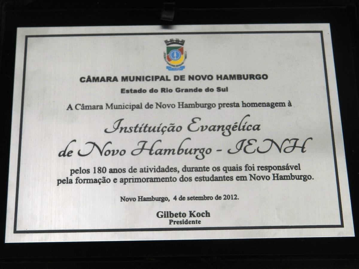 IENH é homenageada na Câmara Municipal