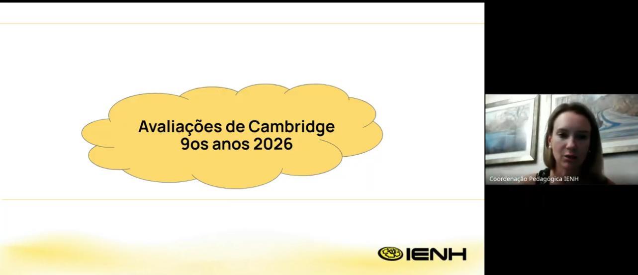 Reunião orienta famílias das turmas de Year 9 sobre provas de Cambridge