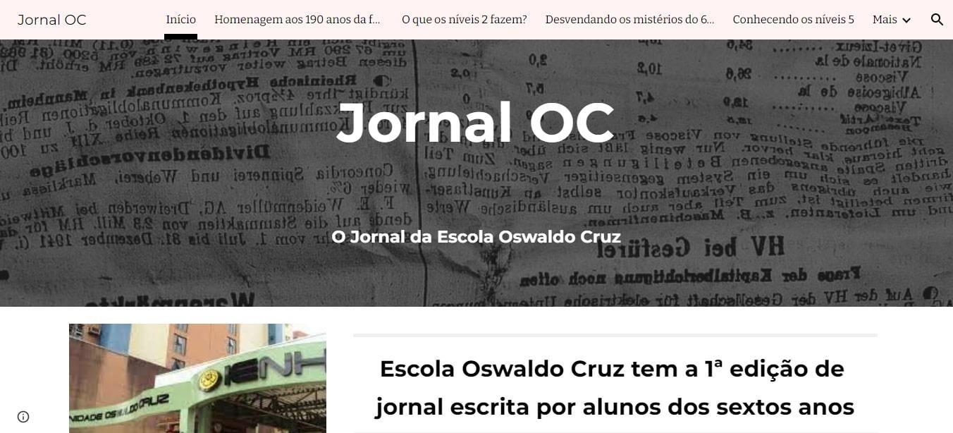 Turmas dos 6ºs anos da Unidade Oswaldo Cruz produzem site jornalístico em homenagem à Escola