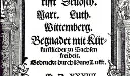 Folha de rosto da primeira Bíblia completa impressa em 1534, traduzida por Lutero para a língua alemã